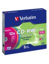 CD-RW VERBATIM 700MB 12x VARIOS COLORES (5 UNIDADES) 43167