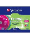 CD-RW VERBATIM 700MB 12x VARIOS COLORES (5 UNIDADES) 43167