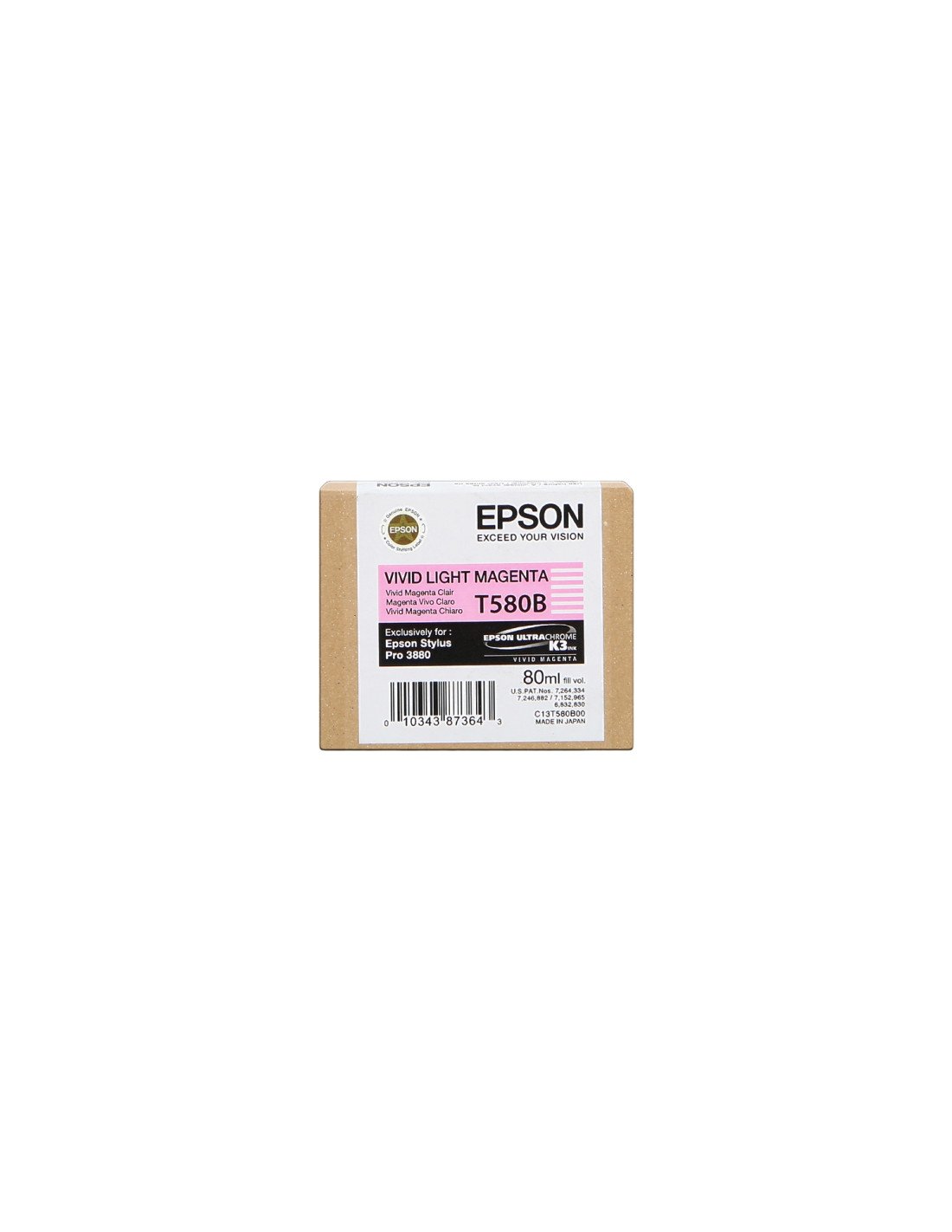 CARTUCHO EPSON T580B MAGENTA CLARO VIVO C13T580B00