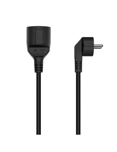 AISENS Cable Alargador de Alimentacion Schuko, CEE7/M-CEE7/H, Negro,