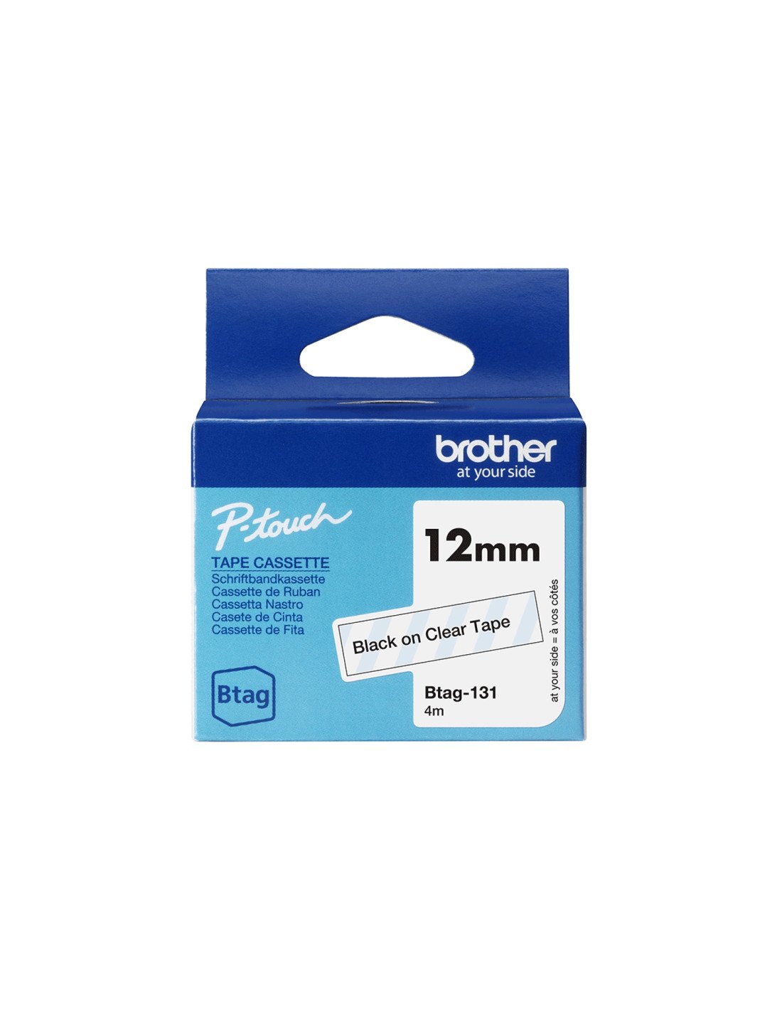 Brother BTAG-131 cinta para impresora de etiquetas Negro sobre transparente