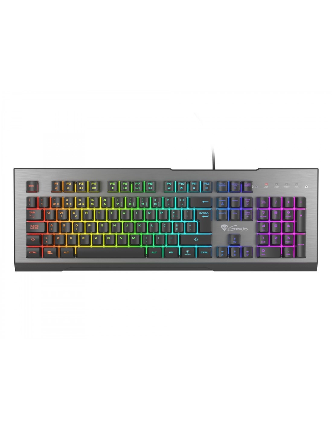GENESIS Rhod 500 RGB teclado USB QWERTY Portugués Negro, Plata