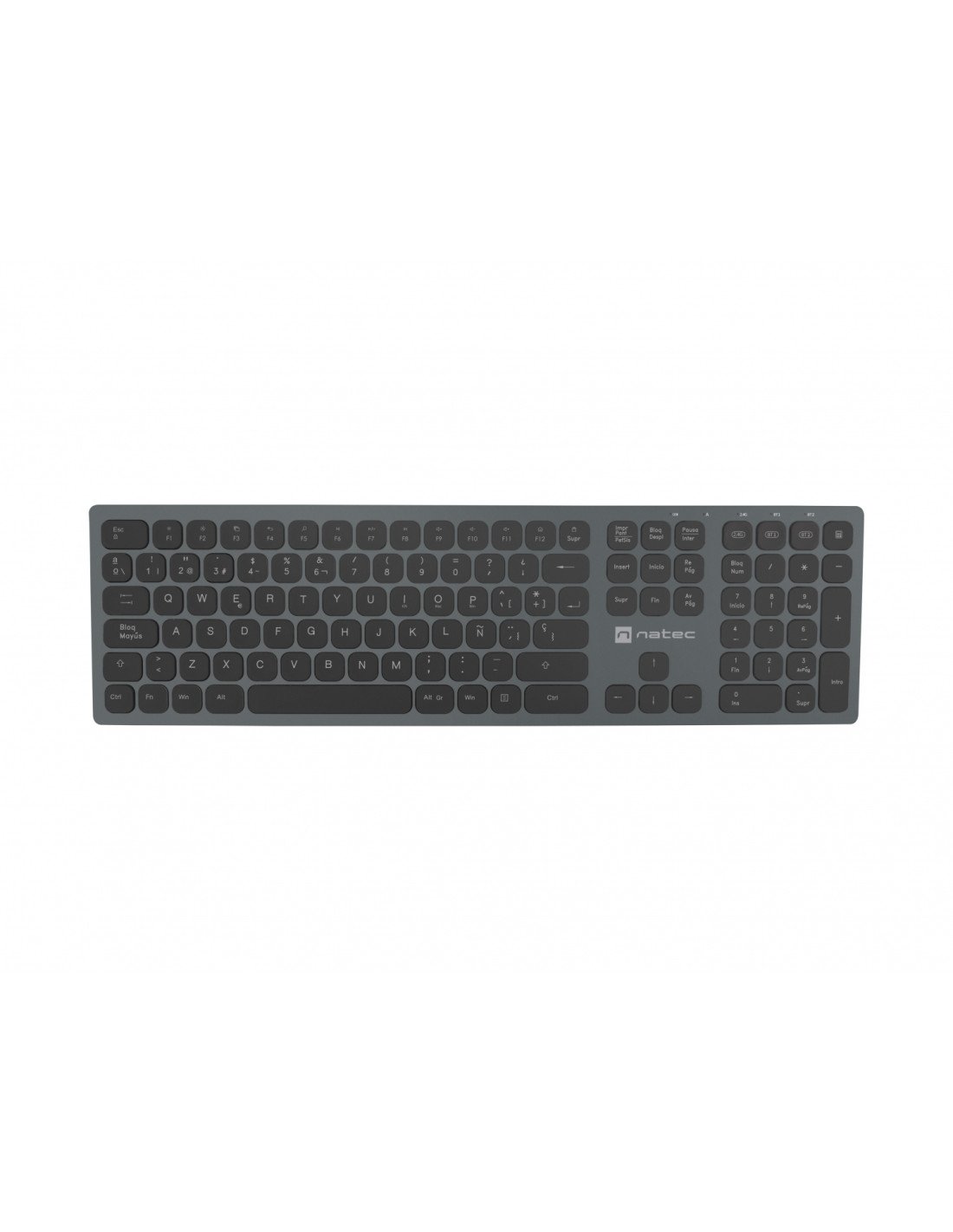 NATEC NKL-1830 teclado RF Wireless + Bluetooth QWERTY Español Negro, Gris