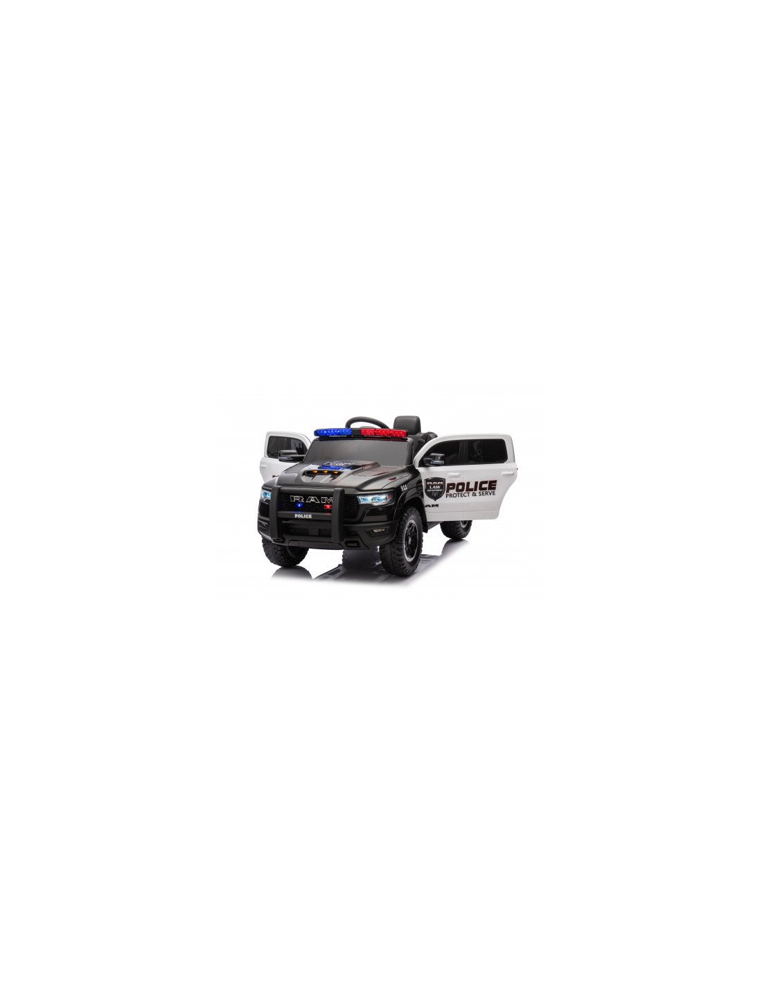COCHE INFANTIL A BATERIA CON CONTROL REMOTO RAM 1500 POLICIA NEGRO