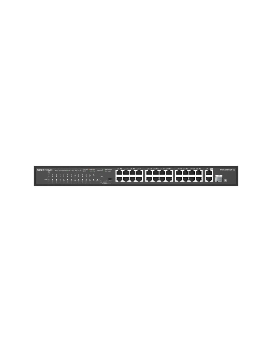 Ruijie Networks RG-ES126S-LP V2 switch No administrado Fast Ethernet (10/100) Energía sobre Ethernet (PoE) Negro