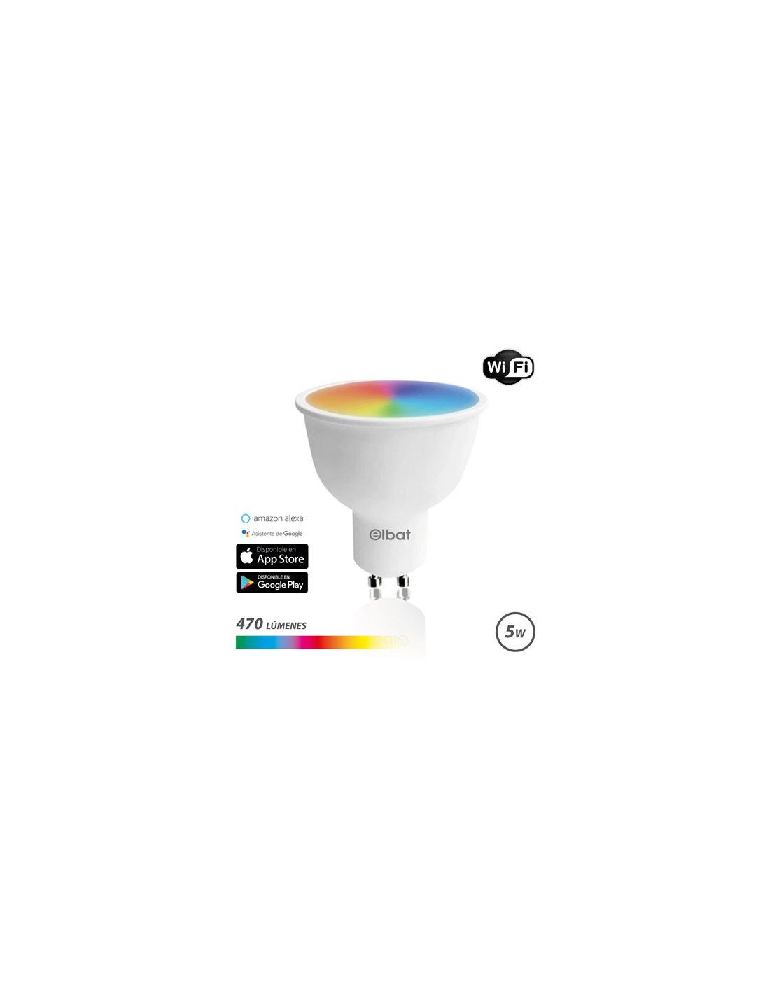 BOMBILLA LED SMART WIFI GU10 5W 470LM RGB ELBAT