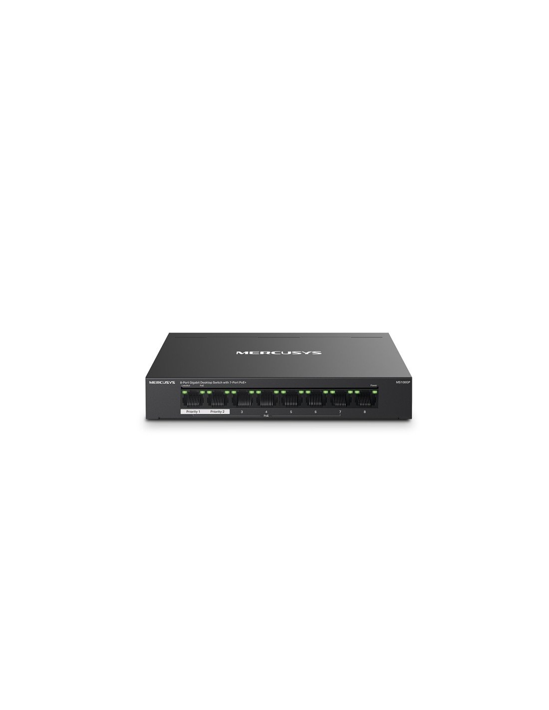 Mercusys MS108GP switch Gestionado Gigabit Ethernet (10/100/1000) Energía sobre Ethernet (PoE) Negro