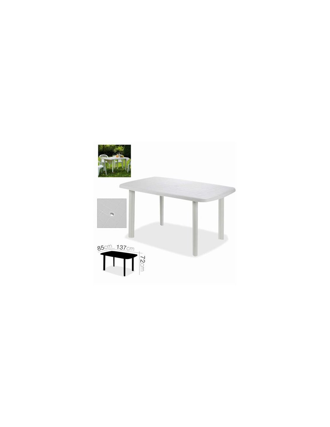 MESA DE JARDÍN FARO BLANCA 137X85XH72CM