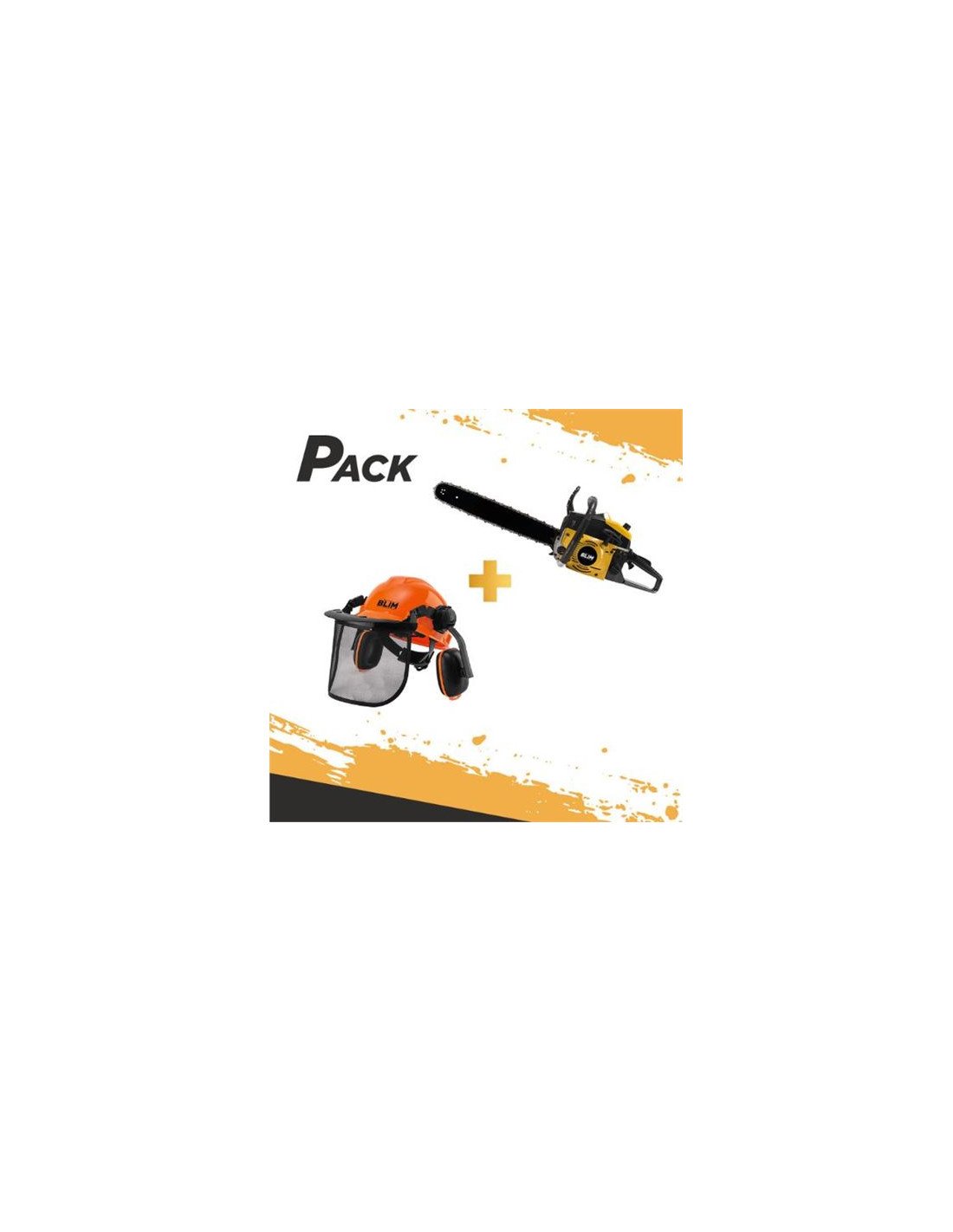 PACK MOTOSIERRA GASOLINA 63.3CC 50CM + CASCO SEGURIDAD COMPLETO BLIM