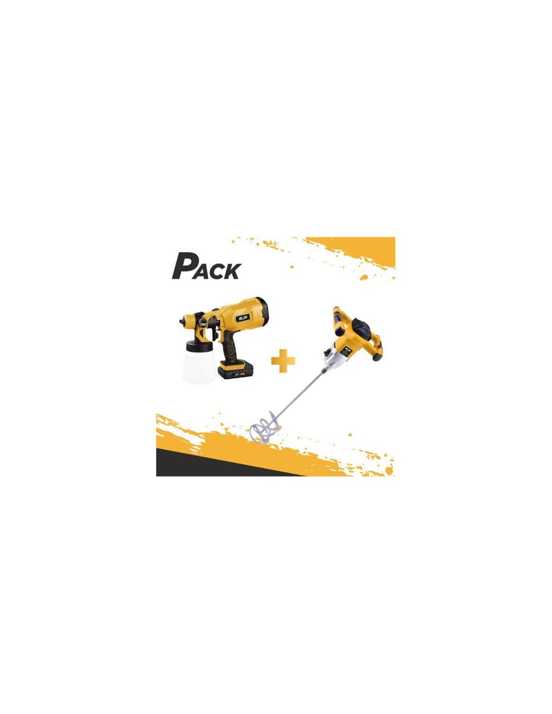 PACK MEZCLADOR ELECTRICO 1500W + PISTOLA PINTAR 20V 2AH BLIM