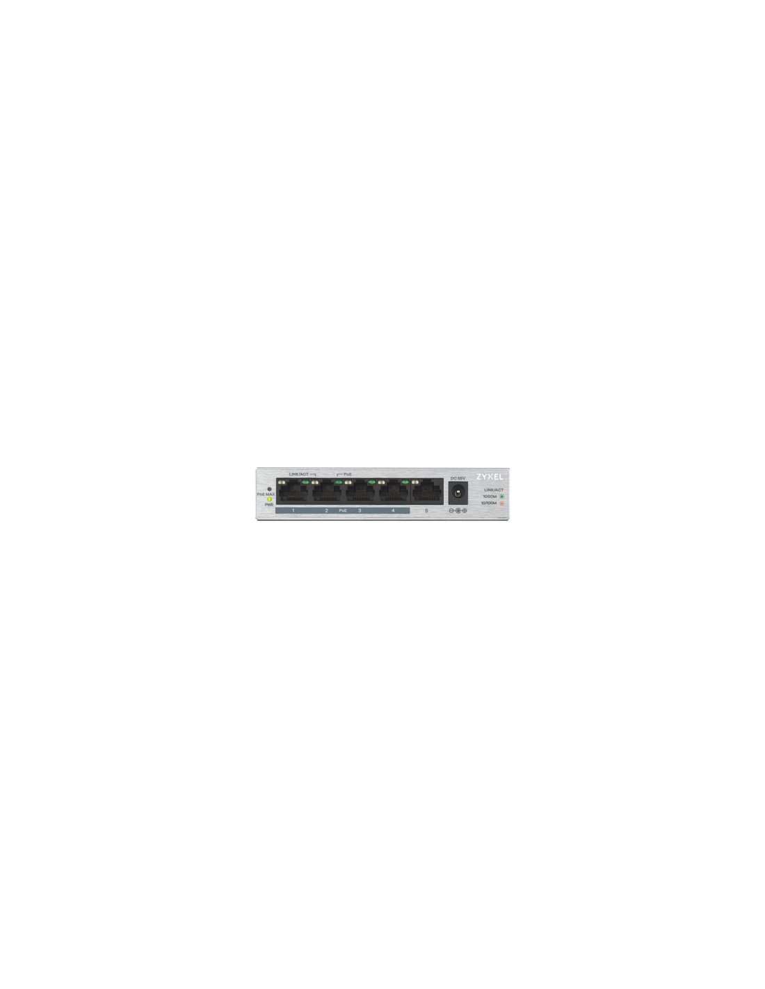 Zyxel GS1005HP No administrado Gigabit Ethernet (10/100/1000) EnergÍ­a sobre Ethernet (PoE) Plata