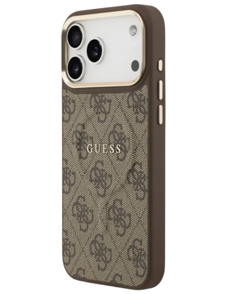GUESS FUNDA CON MAGSAFE RING IPHONE 17 PRO MAX MARRON