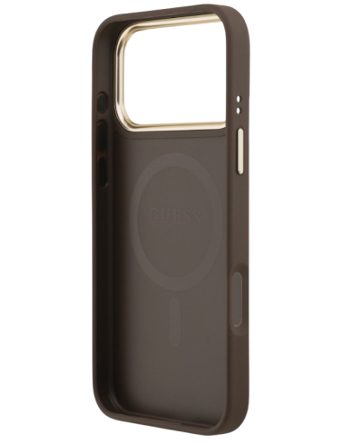 GUESS FUNDA CON MAGSAFE RING IPHONE 17 PRO MAX MARRON