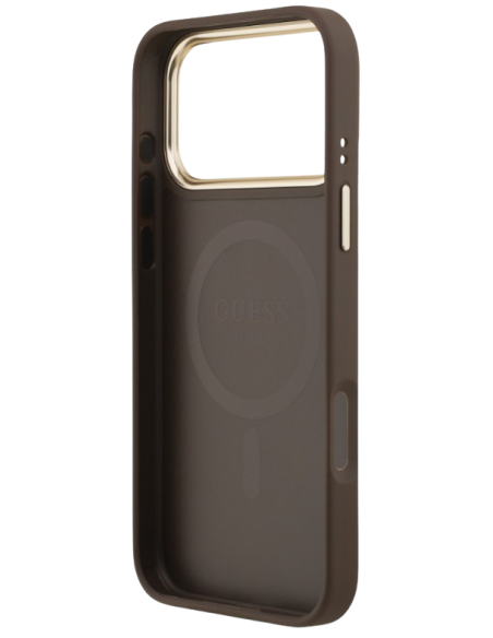 GUESS FUNDA CON MAGSAFE RING IPHONE 17 PRO MAX MARRON