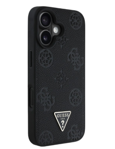 GUESS FUNDA MAGSAFE GRAINED PEONY TRIANGLE IPHONE 16 NEGRO