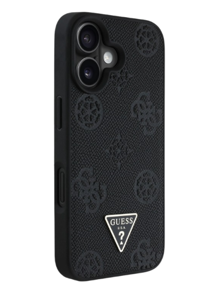 GUESS FUNDA MAGSAFE GRAINED PEONY TRIANGLE IPHONE 16 NEGRO