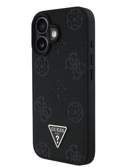 GUESS FUNDA MAGSAFE GRAINED PEONY TRIANGLE IPHONE 16 NEGRO