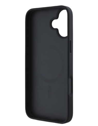 GUESS FUNDA MAGSAFE GRAINED PEONY TRIANGLE IPHONE 16 NEGRO