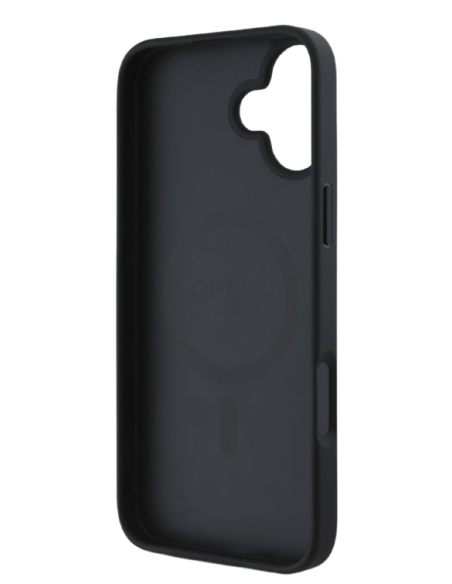 GUESS FUNDA MAGSAFE GRAINED PEONY TRIANGLE IPHONE 16 NEGRO