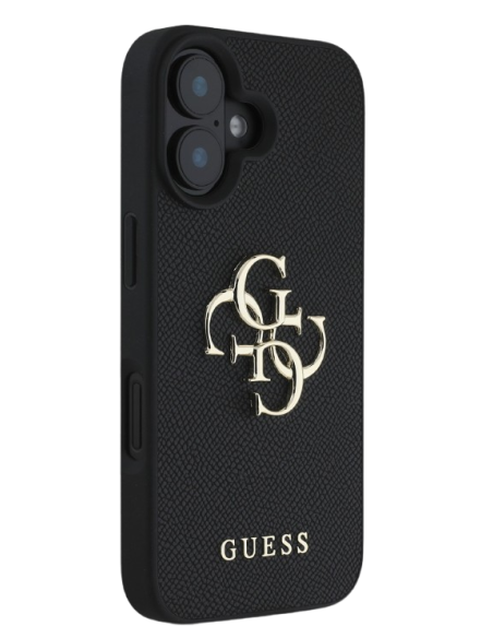 GUESS FUNDA GRAINED IPHONE 16 NEGRO CON LOGO