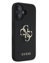 GUESS FUNDA GRAINED IPHONE 16 NEGRO CON LOGO