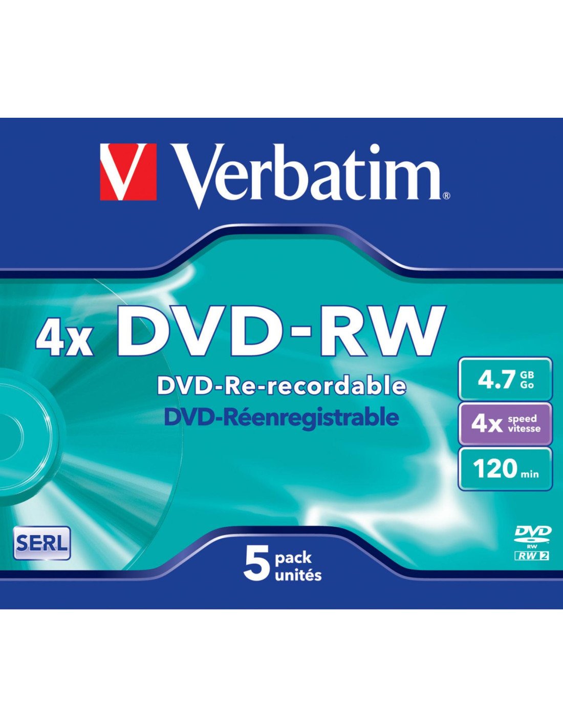 DVD-RW VERBATIM 5 UNIDADES 4.7GB 4x 43285