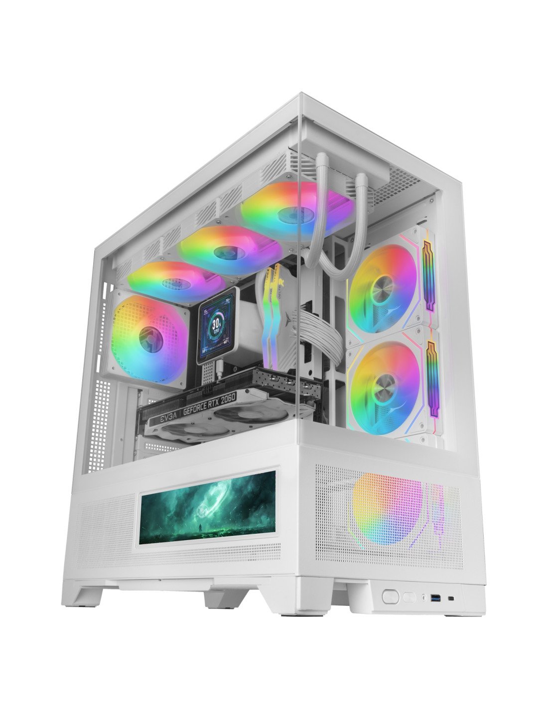 Mars Gaming MCLCDXW carcasa de ordenador Midi Tower Blanco