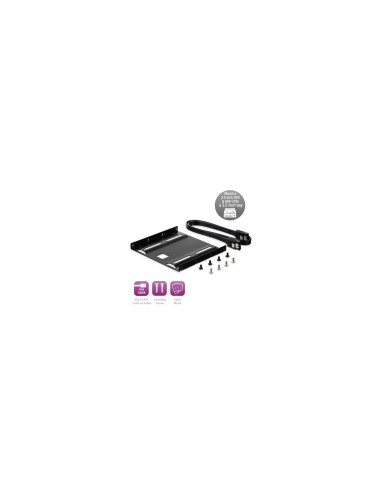 kit adaptador ewent panel bahia disco duro 2.5 a 3.5 ssd hdd con tornillos y cables de 50cm sata III negro EW7007