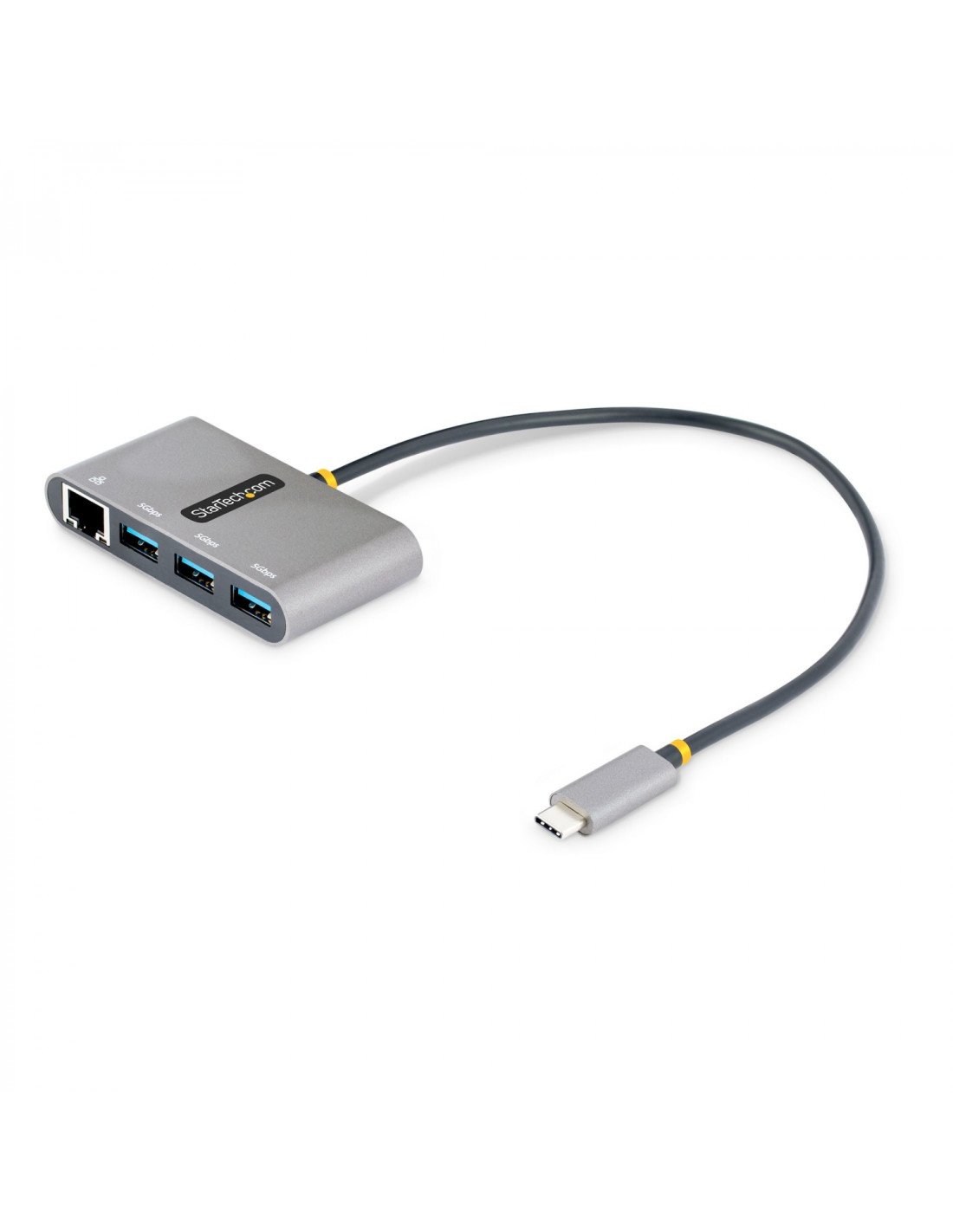 StarTech.com Hub Adaptador USB-C con Ethernet de 3 Puertos USB-A - Red Ethernet Gigabit RJ45 - USB 3.0 5Gb - Alimentado por el B