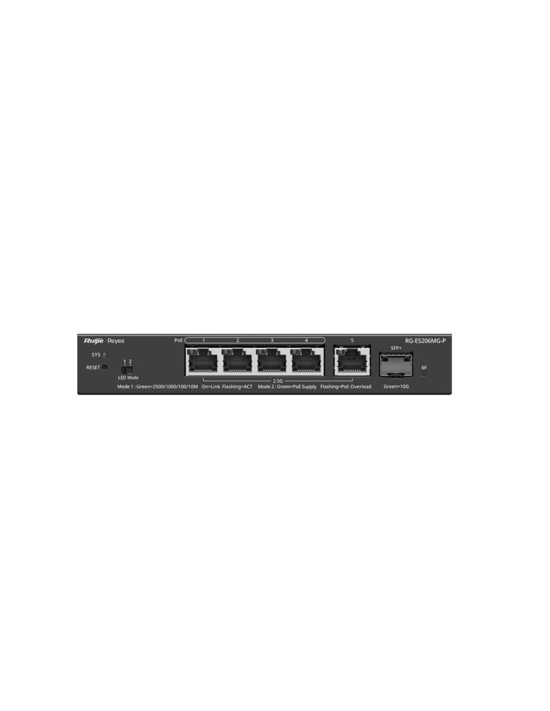 Ruijie Networks RG-ES206MG-P switch Gestionado L2 2.5G Ethernet (100/1000/2500) Energía sobre Ethernet (PoE) Montaje en pared/es
