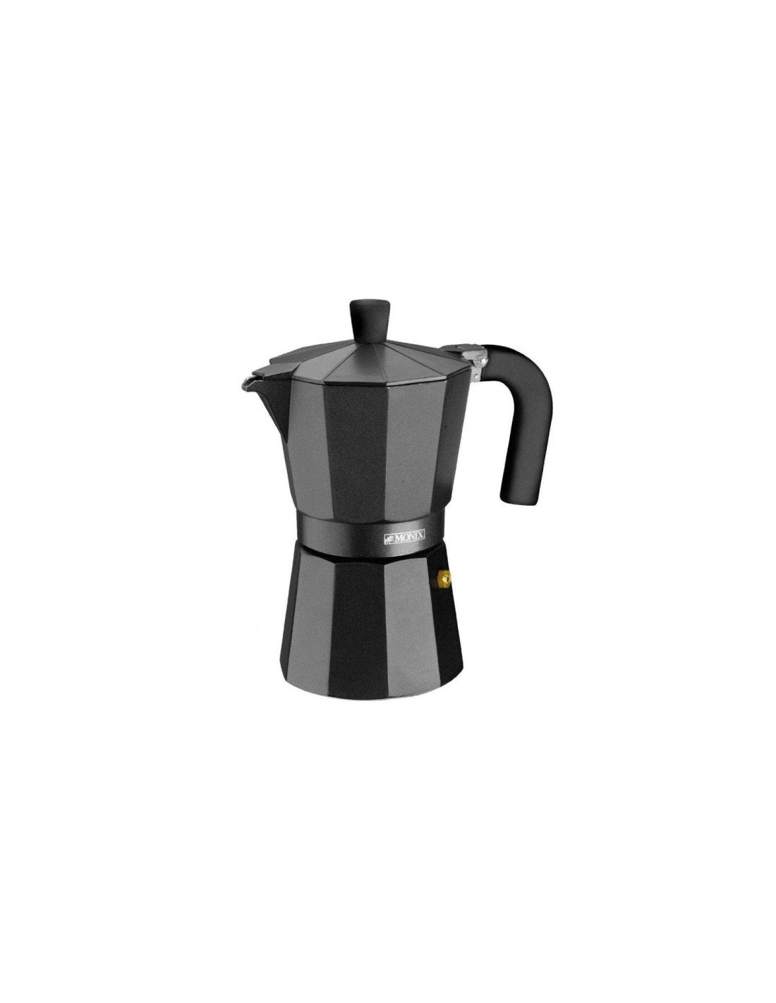 CAFETERA MONIX VITRO NOIR CAPACIDAD 12 TAZAS ALUMINIO CON RECUBRIMIENTO ANTIADHERENTE MANGO ERGONÍ“MICO NEGRO MATE M640012