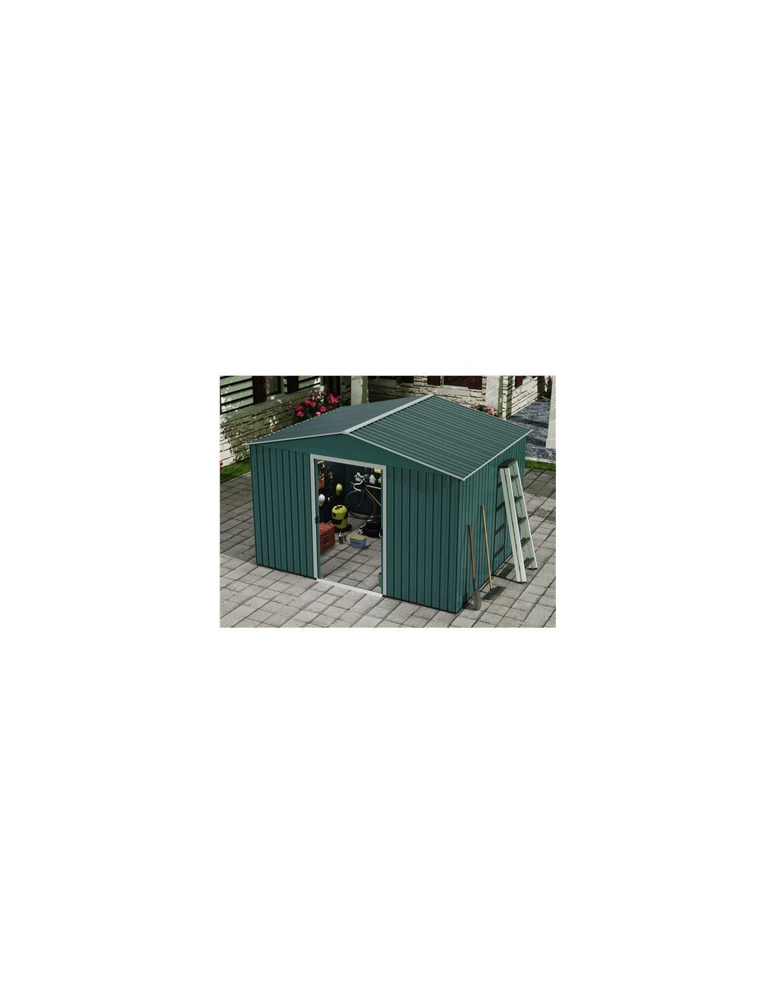 CASETA DE METAL | PUERTAS CORREDERAS 304.5X243X214.5CM (7.4M2) VERDE SUNGAR