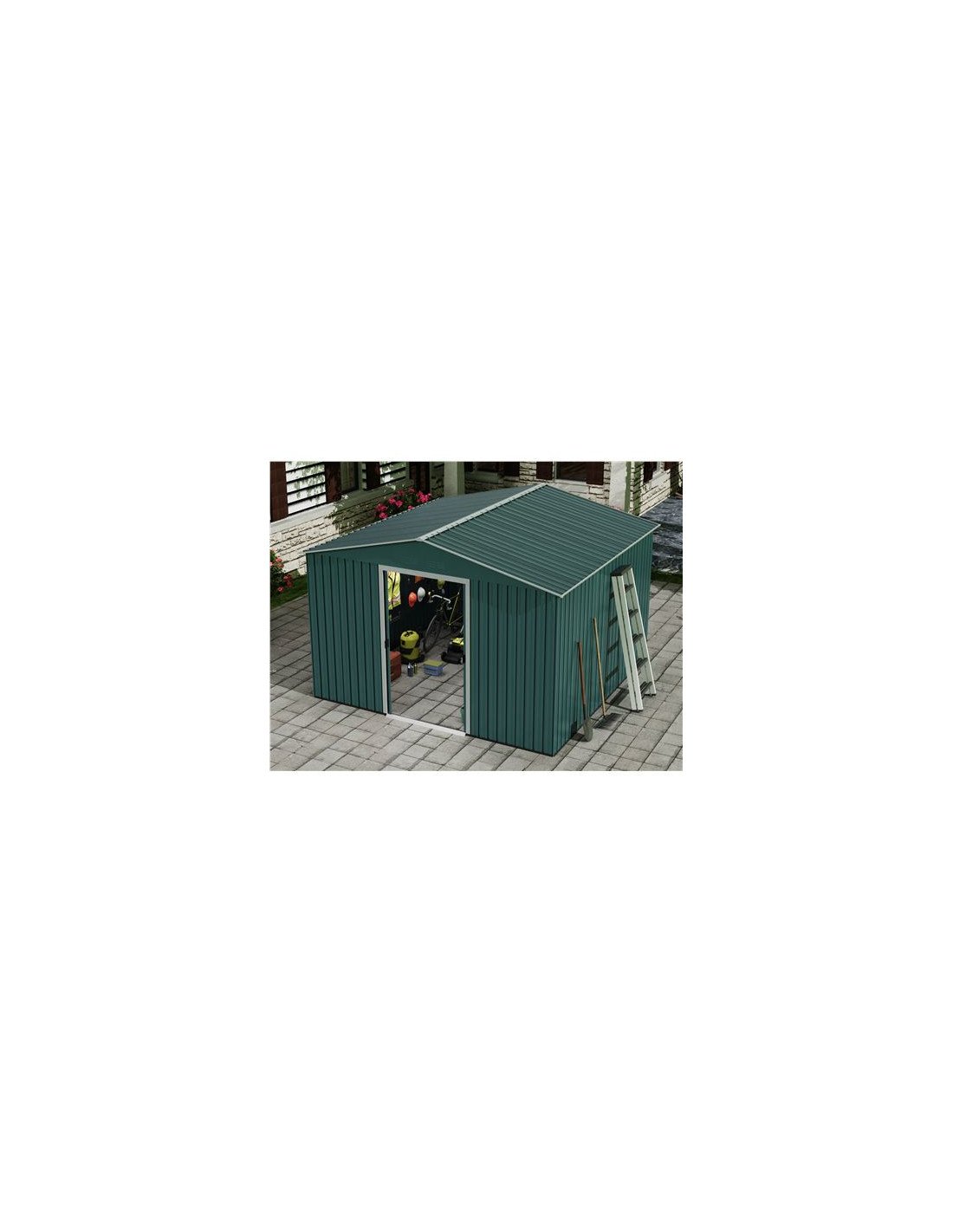 CASETA DE METAL | PUERTAS CORREDERAS 300X304.5X214.5CM (9.14M2) VERDE SUNGA
