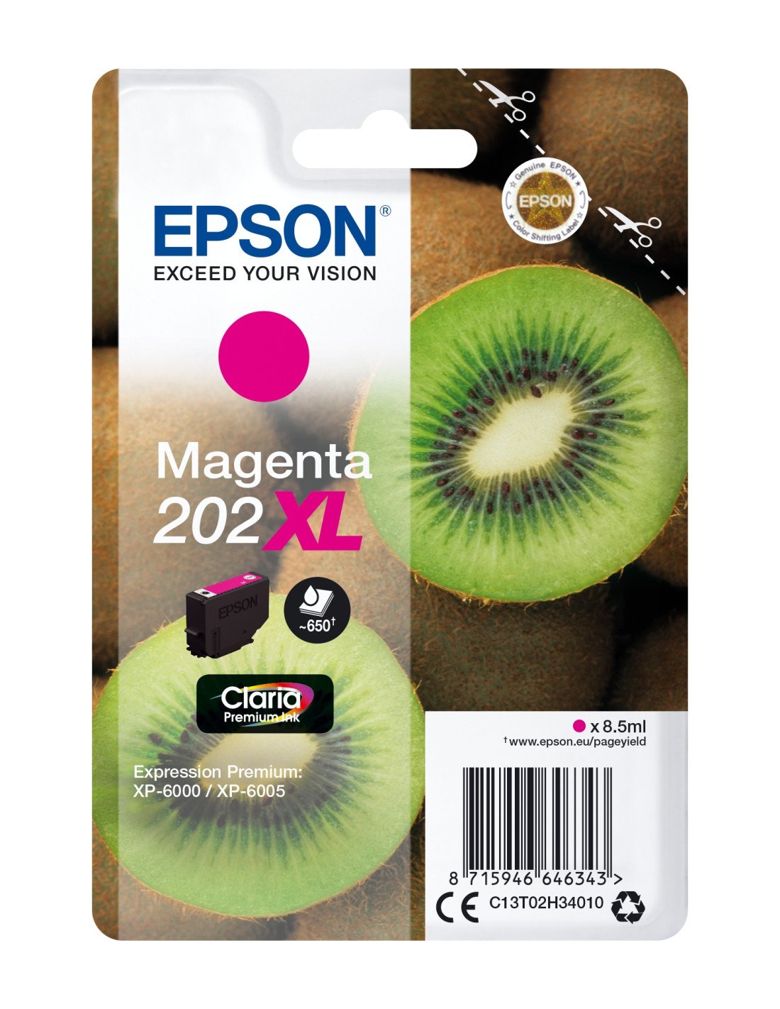 Cartucho Epson Kiwi Singlepack Magenta 202XL Claria Premium Ink C13T02H34010