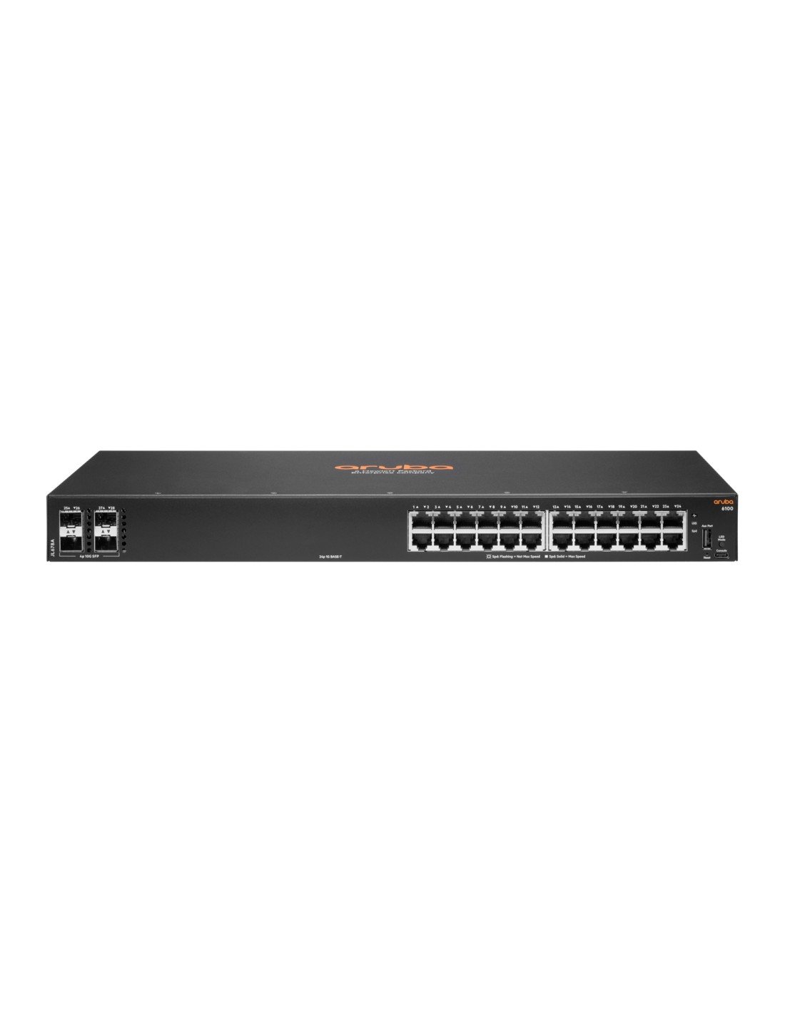 Hewlett Packard Enterprise Aruba 6100 10G 4SFP+ Gestionado L3 Gigabit Ethernet 10/100/1000 1U Negro