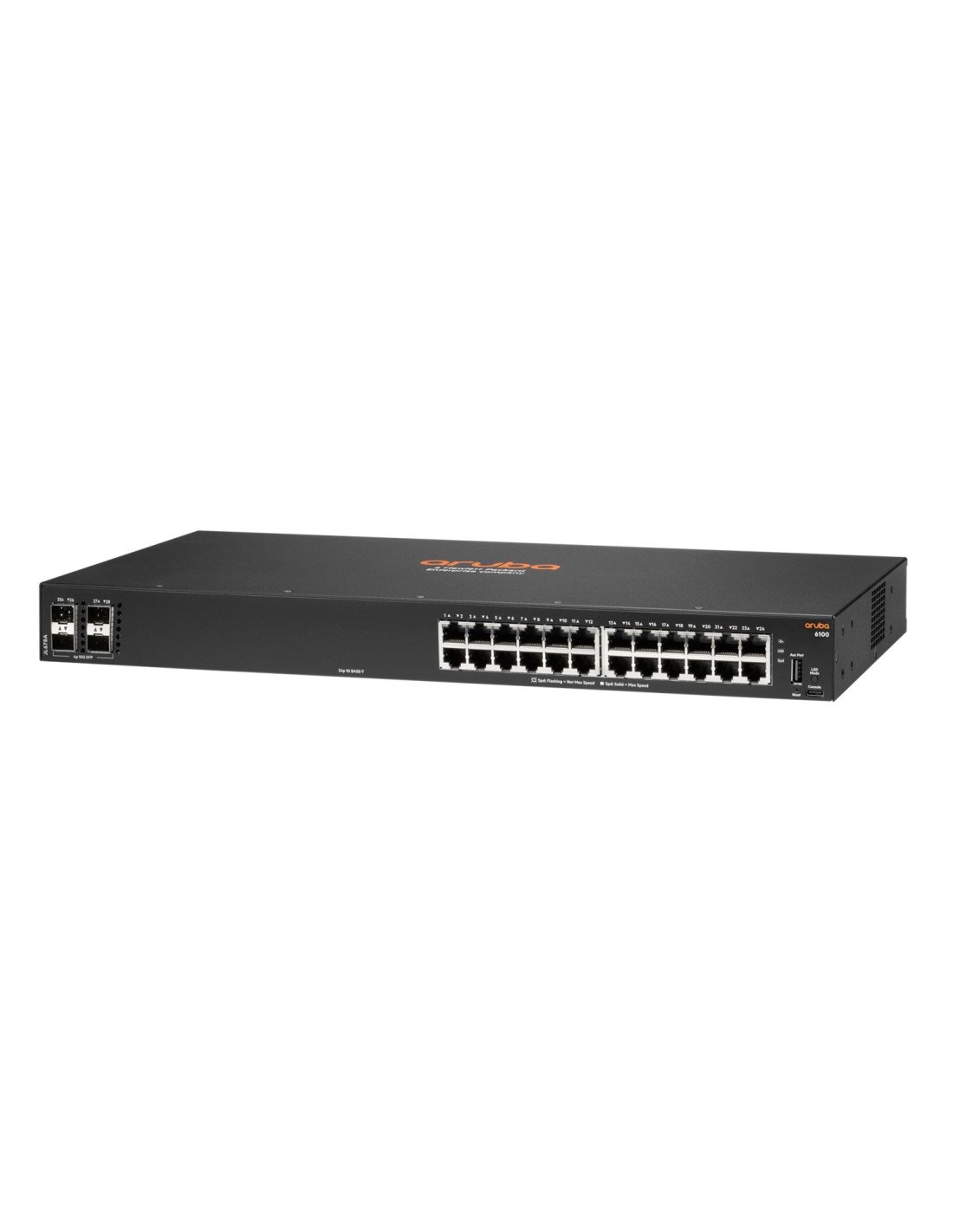 Hewlett Packard Enterprise Aruba 6100 10G 4SFP+ Gestionado L3 Gigabit Ethernet 10/100/1000 1U Negro