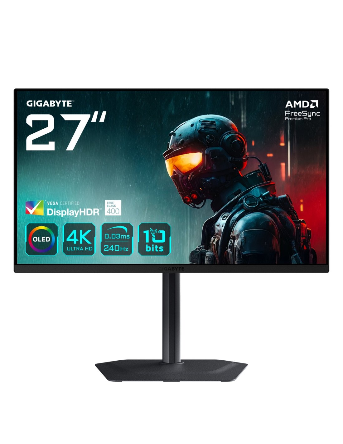 GIGABYTE MO27U2 OLED 4K UHD Gaming Monitor - 3840 x 2160, 240Hz, 0,03 ms, 1000 cd/m², Display HDR True Black 400, HDMI 2.1, Disp