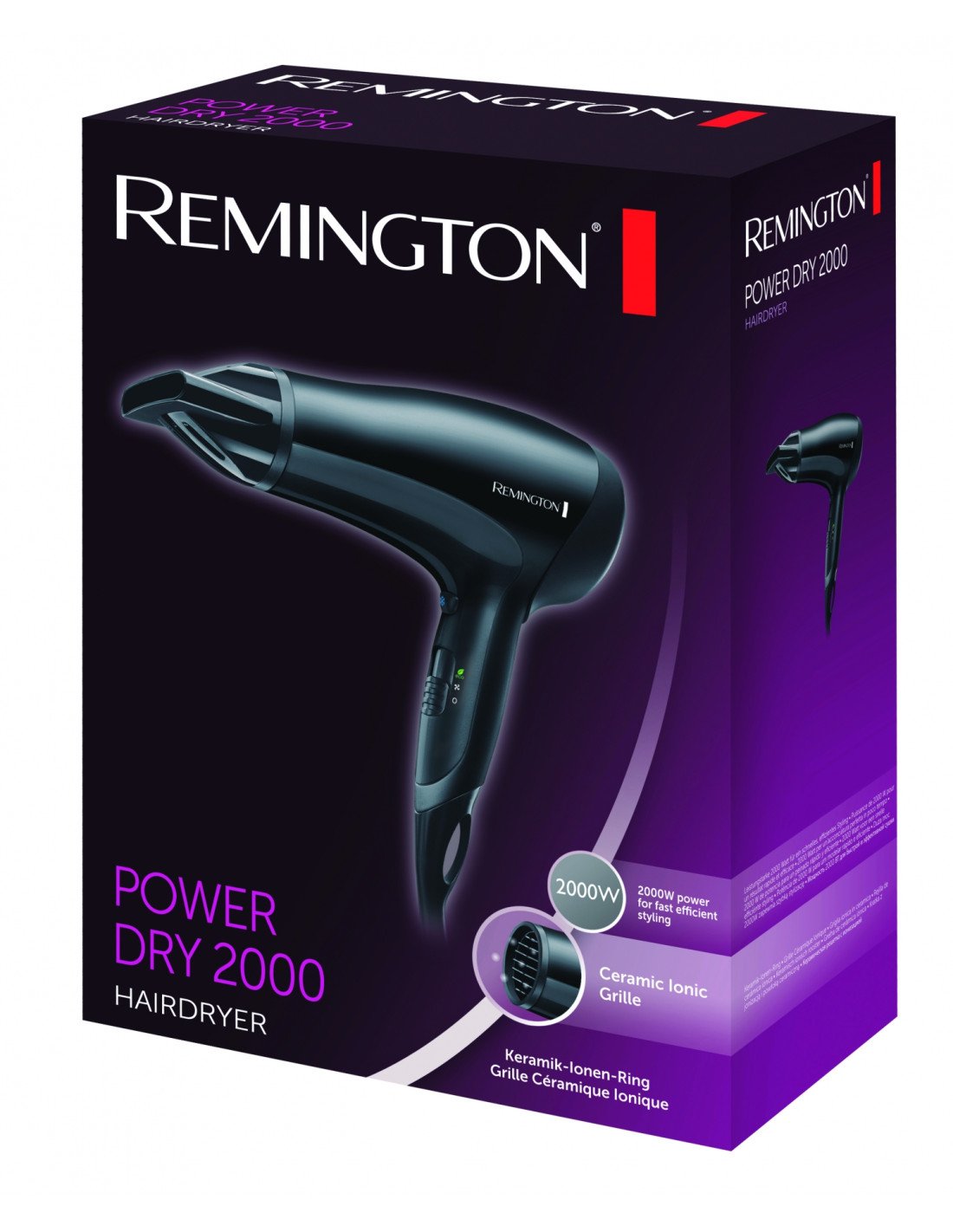 SECADOR REMINGTON D3010 rejilla de ceramica ionica antiestatica, 2000W 45358560100