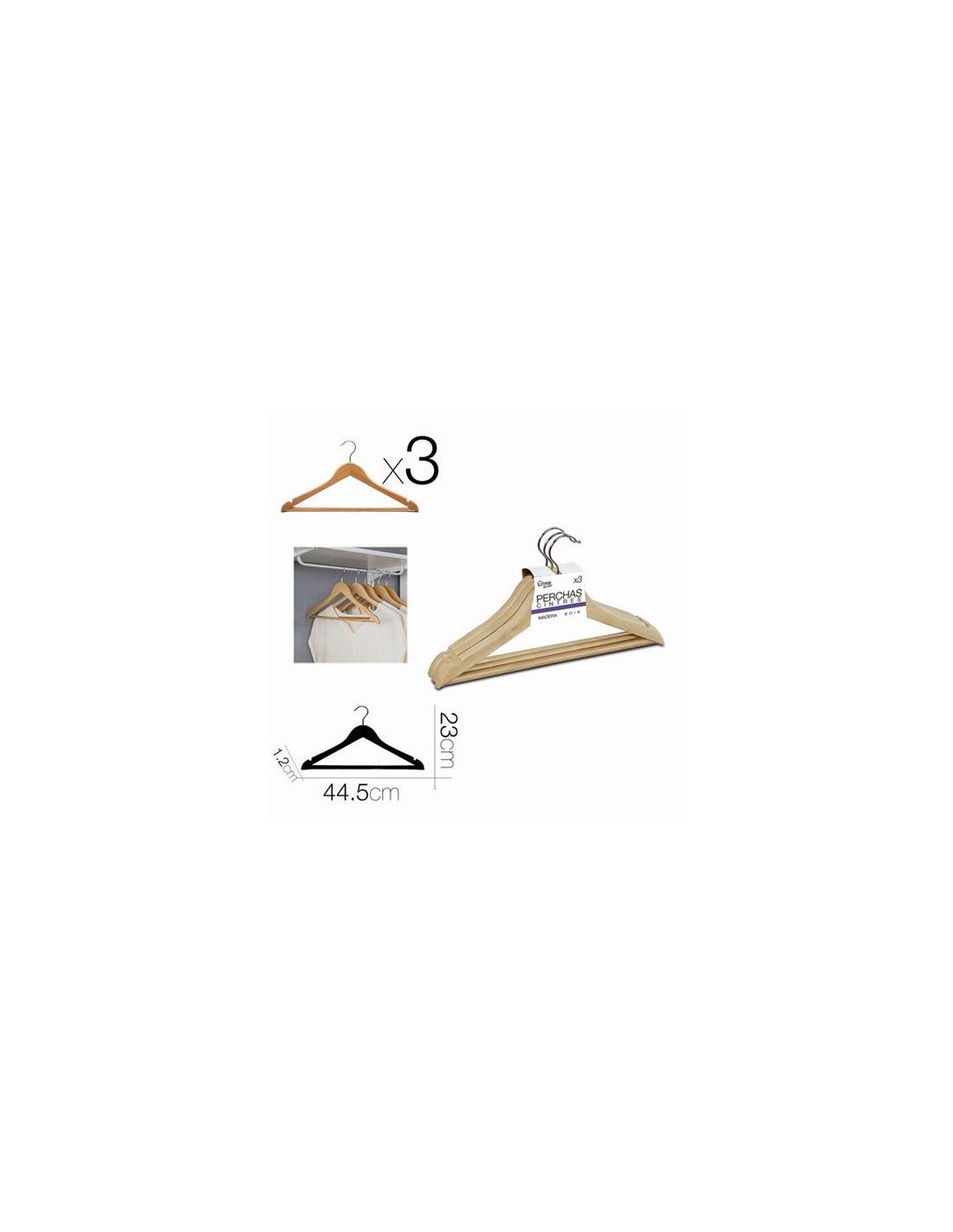 SET 3 PERCHAS MADERA 44.5CM URBAN LIVING