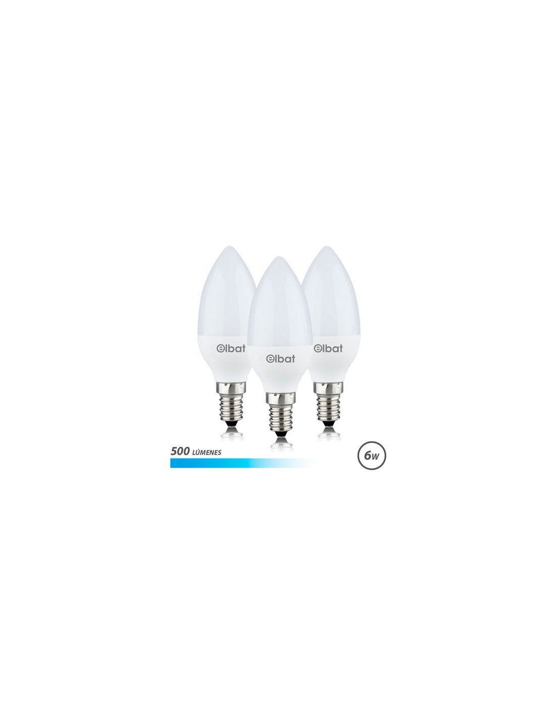 PACK 3 BOMBILLAS LED C37 | 6W | 500LM | E14 | LUZ FRIA | ELBAT