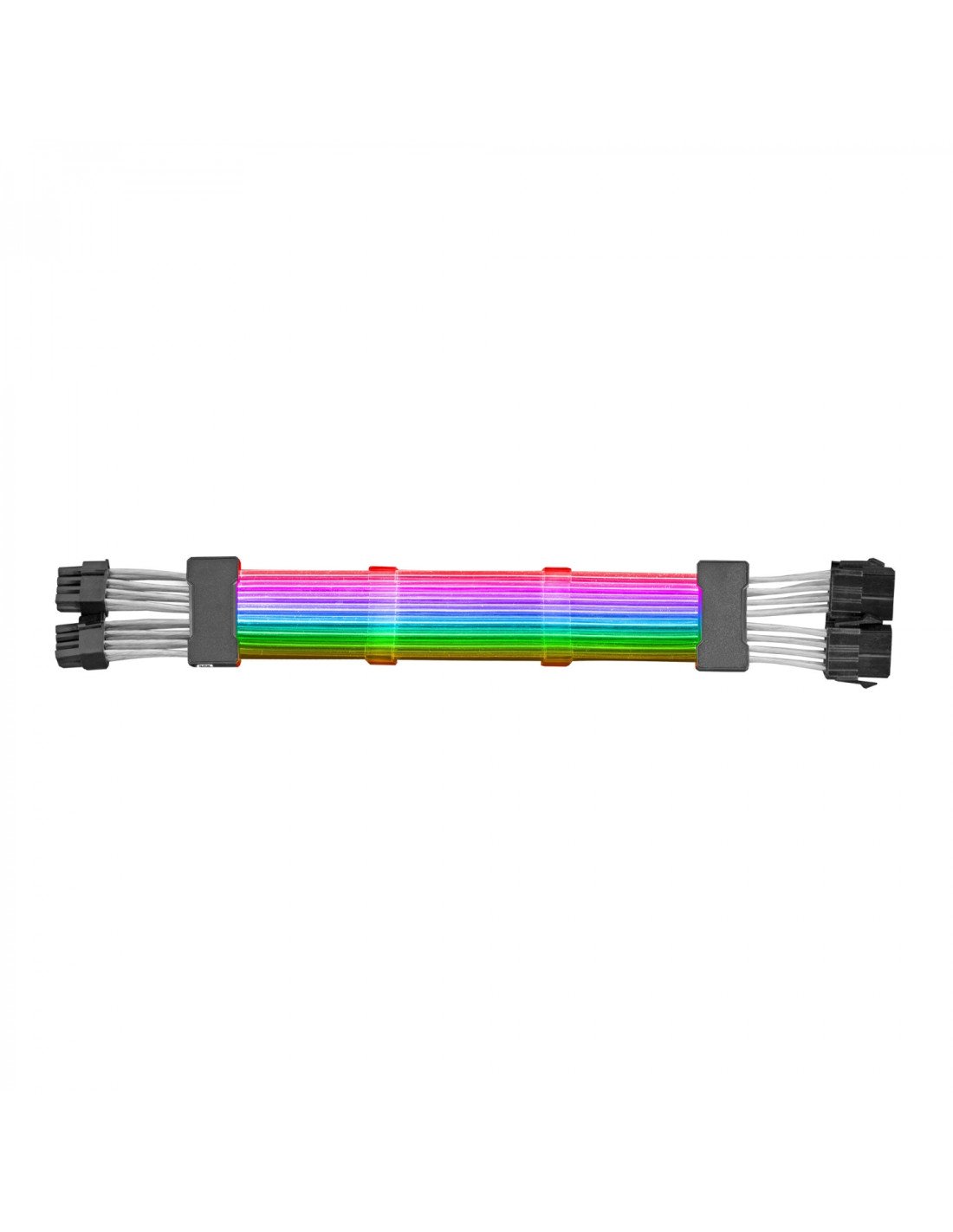 Mars Gaming MCA-16 Cable Extensor ARGB 8+8pin PCIe para Tarjeta Gráfica LEDs Ultrabrillantes Compatibilidad Total AWG18 de Cobre
