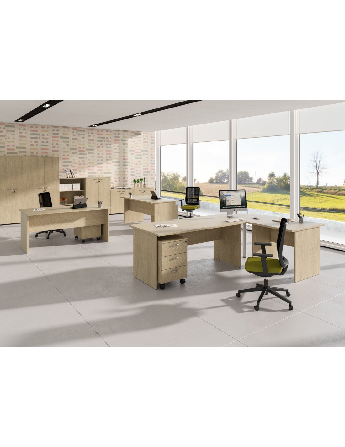 Mesa oficina Presto 140 roble pata panel