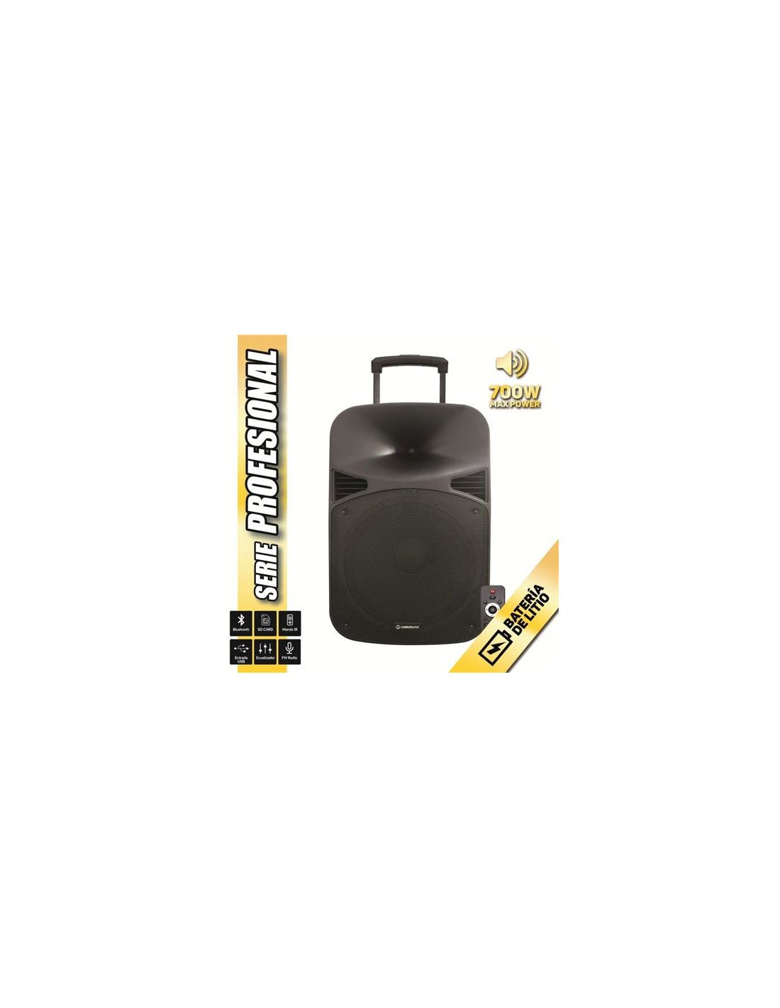 ALTAVOZ AUTOAMPLIFICADO 15\" 700W CON BATERIA SERIE PRO COOLSOUND