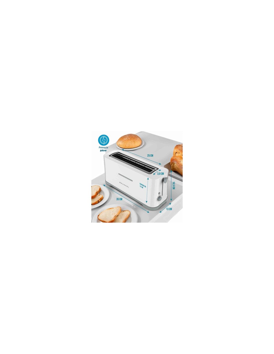 Grunkel TS-40EASYTOAST tostadora 7 1 rebanada(s) 970 W Blanco