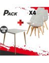 MESA DESIGN D900 80X80CM BLANCA + 4 SILLAS DESIGN D1000 TRANSPARENTES