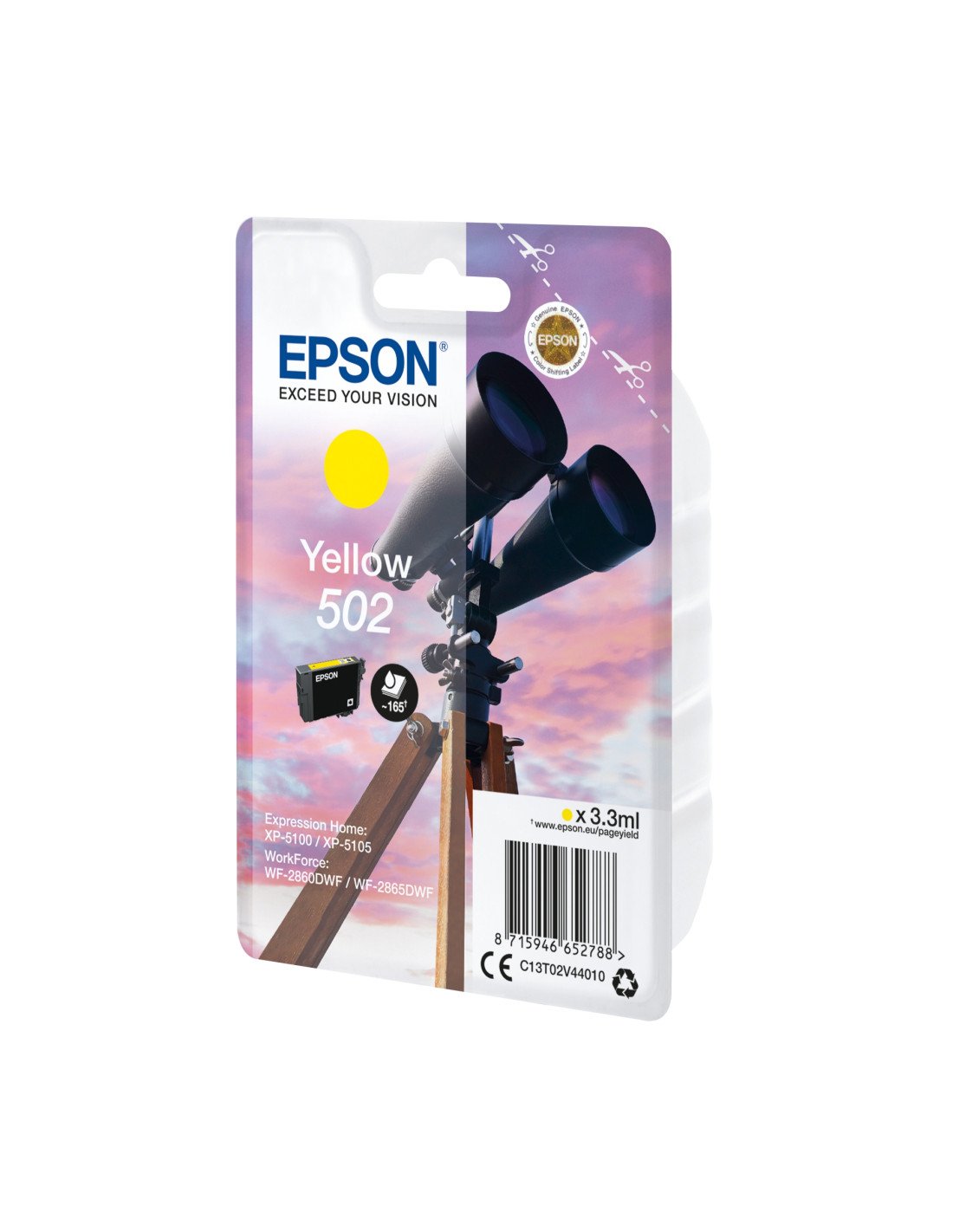 Cartucho Epson Singlepack 502 Ink amarillo C13T02V44020