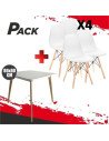 MESA DESIGN D900 80X80CM BLANCA + 4 SILLAS DESIGN D100 BLANCAS MUVIP