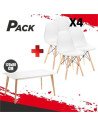 MESA DESIGN D900 120X80CM BLANCA + 4 SILLAS DESIGN D100 BLANCA MUVIP