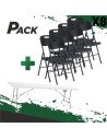 MESA DE RESINA PLEGABLE 240X74X74CM + 8 SILLAS RESINA PLEGABLE PRO 44X53X83