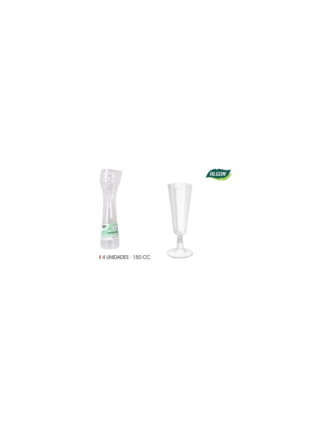 SET 4 COPAS CAVA PIE TRANSPARENTE 150CC ALGON